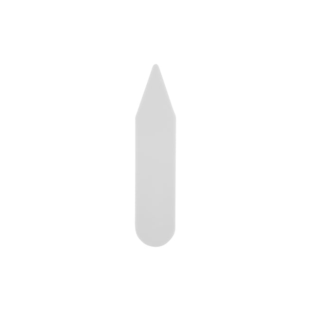 A single Collar Stay with a pointed tip lies on a plain white background, ideal for discreetly supporting your shirt collar.