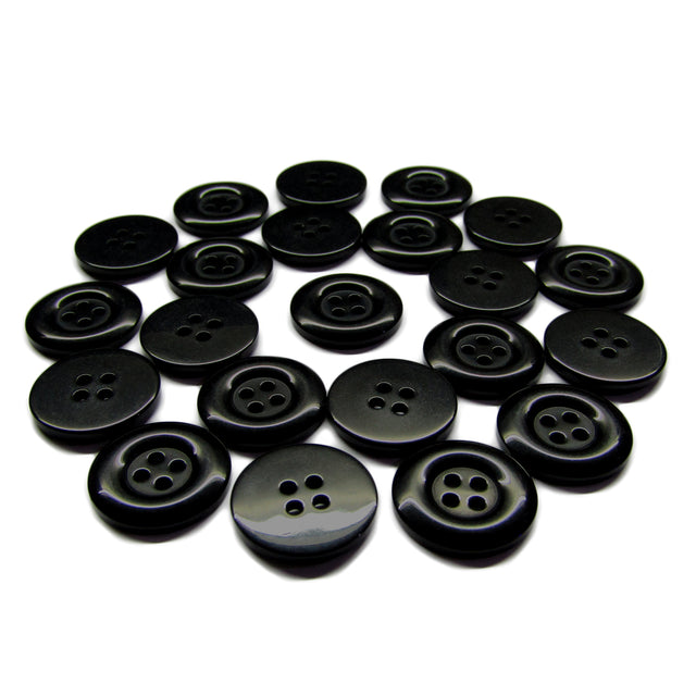 A set of Commercial Food Service Buttons made of black nylon is displayed in a circular arrangement on a white background.