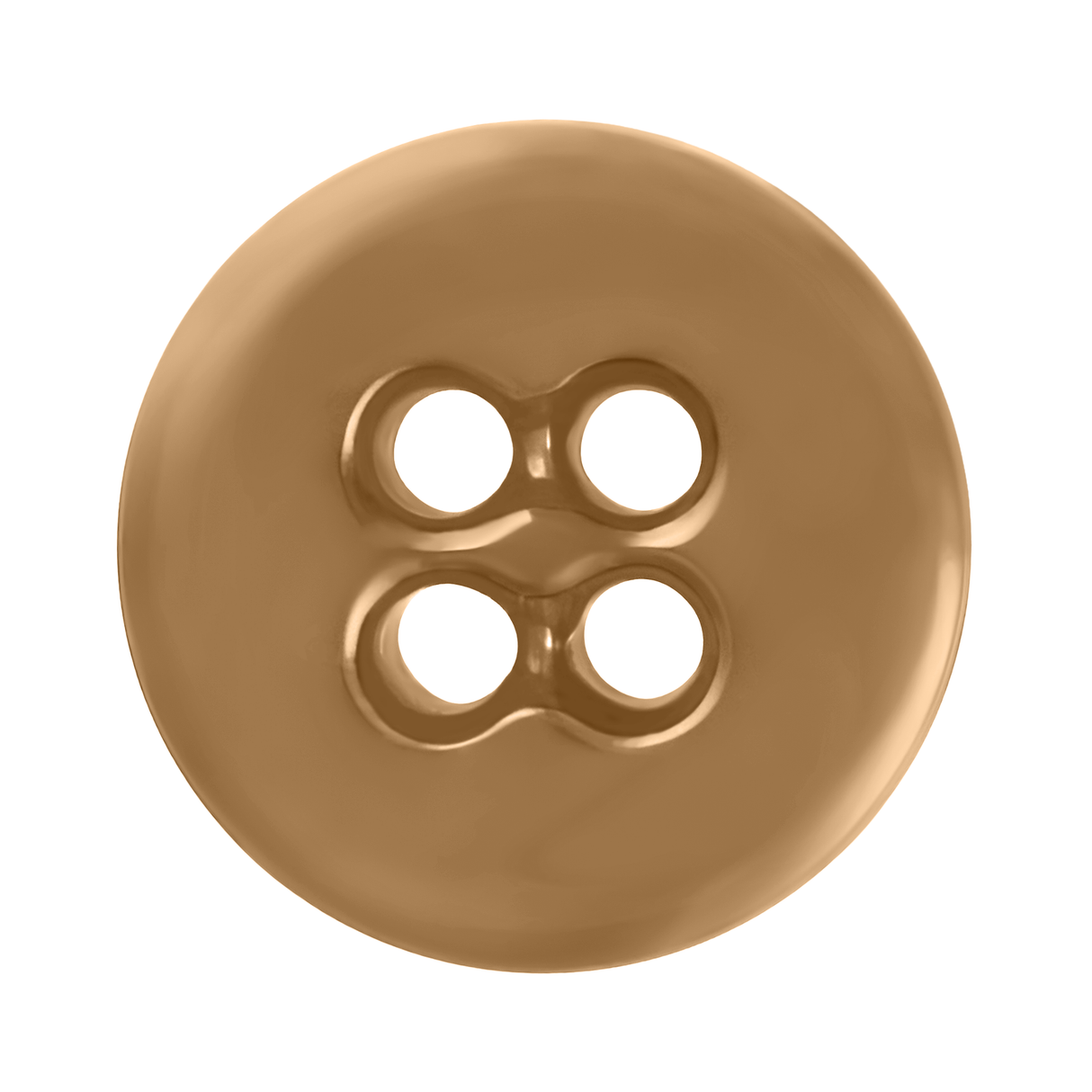 A brown, four-hole Suspender Brace Pant Button shown from above on a white background, ideal for military spec suspenders or classic button-on suspenders.
