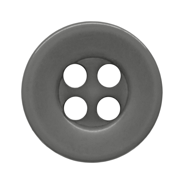 Workshop Uniform Shirt Buttons—gray four-hole button displayed on a white background, ideal as a replacement for your workshop uniform shirt.