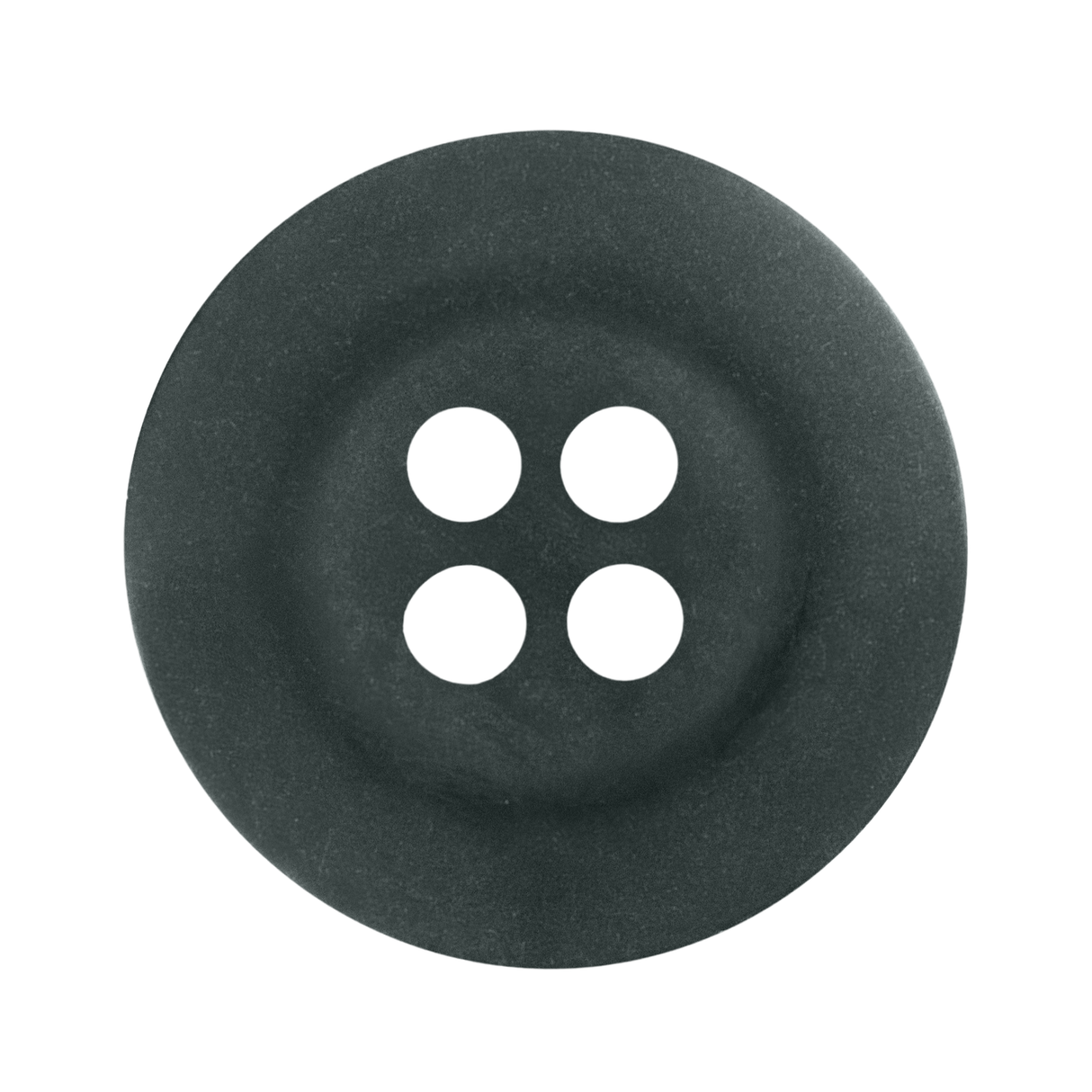 A black, round Khakis, Chinos and Casual Cotton Pant Button with four holes, seen from above on a white background—ideal as a replacement button.