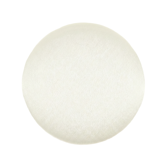 A round, plain white textured Tuxedo Suit Button on a white background, ideal for pairing with formalwear accents like black satin tuxedo buttons.
