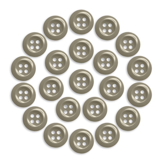 Twenty-four Work Shirt Buttons in beige are displayed in a circle on a white background.