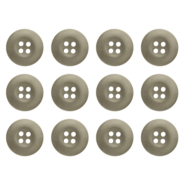 Twelve Tactical Buttons in gray, each with four holes, are arranged in a grid on a white background.