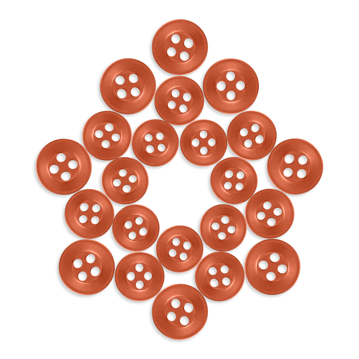 Twenty-one Replacement Shirt Buttons arranged in a star shape on a white background, ideal for adding to any tailor's button kit.