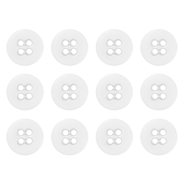 Twelve white Suspender Brace Pant Buttons, each with four holes, are arranged in three rows of four on a white background.