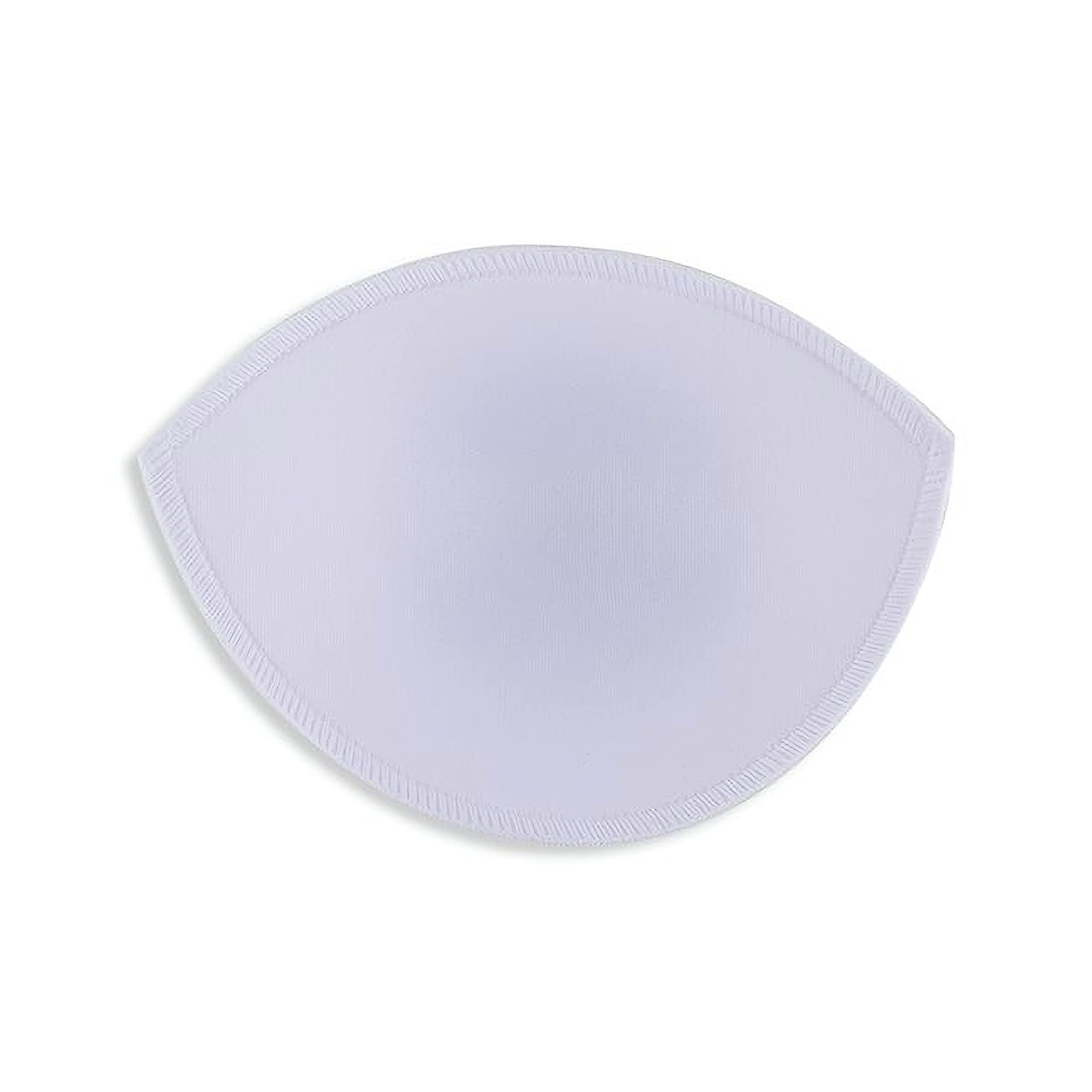 A single white oval Un-Padded Bra Cups Insert with stitched edges displayed on a plain white background.
