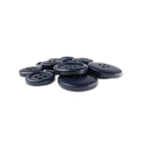 A collection of Basic Suit Buttons in dark blue and various sizes is displayed on a white background.