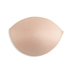 Un-Padded Bra Cups Inserts in beige, oval shape with visible edge stitching, designed as un-padded bra cup inserts. Shown on a white background.