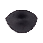 A single black Un-Padded Bra Cups Insert with stitched edges, crescent-shaped and ideal for plunge or strapless bras, displayed on a white background.