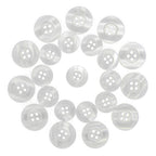 Lab Coat Buttons: Clear, scratch-resistant plastic buttons arranged in a circle on a white background—ideal for medical uniforms.