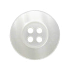 Lab Coat Buttons: round, translucent white with four center holes, commonly used on lab coats; shown on a plain white background.