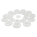 Lab Coat Buttons in various sizes are arranged in a circle on a white background.
