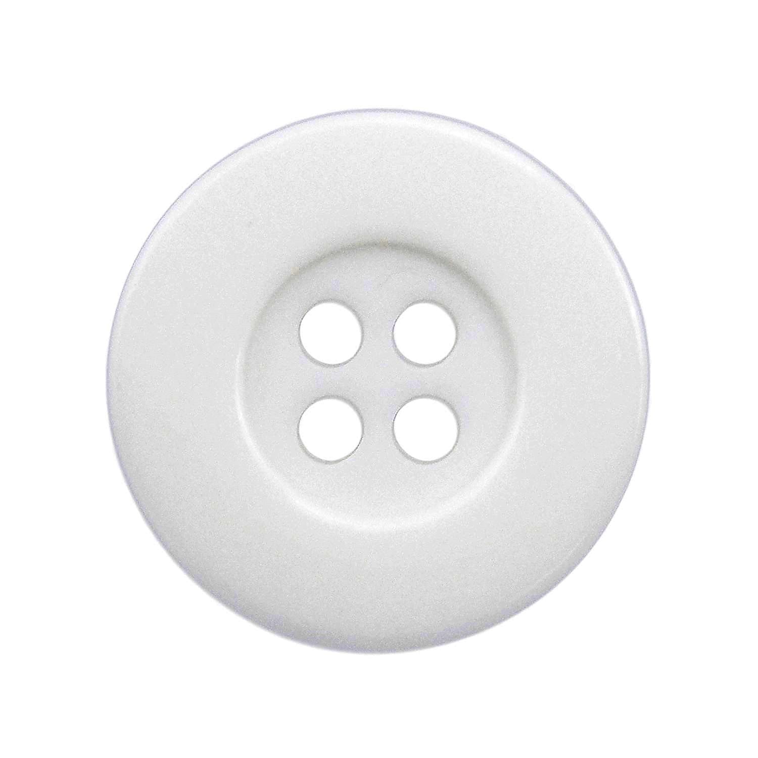 A round, white Lab Coat Button with four holes is shown from above on a plain white background.