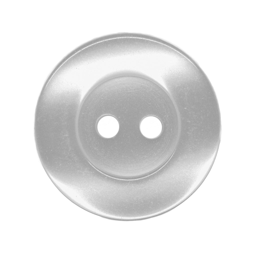 Lab Coat Buttons: Clear plastic, two-hole design, viewed from above on a white background. Scratch-resistant, ideal as medical uniform buttons.