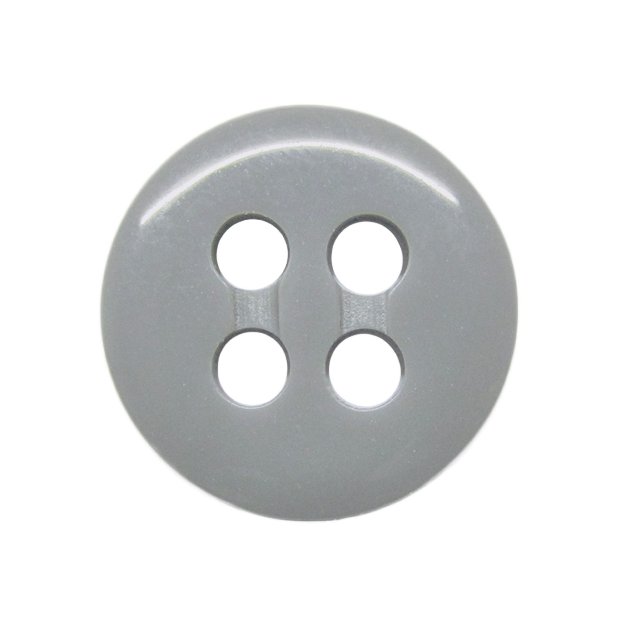 The Trouser Fly Pant Button is a round, gray, four-hole button—perfect as a replacement or for trouser flys—shown from above on a white background.