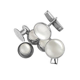 Tuxedo Shirt Studs and Cufflinks set, ideal as tuxedo shirt accessories, displayed on a white background.
