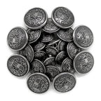 A set of ornate, round Salzburg Crest Design Metal Blazer Buttons engraved with a crest and "Salzburg"—ideal as replacement buttons or to enhance your favorite jacket.