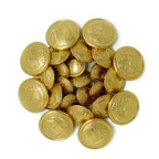 A cluster of Salzburg Crest Design Metal Blazer Buttons, gold-colored and shiny, arranged together on a white background.