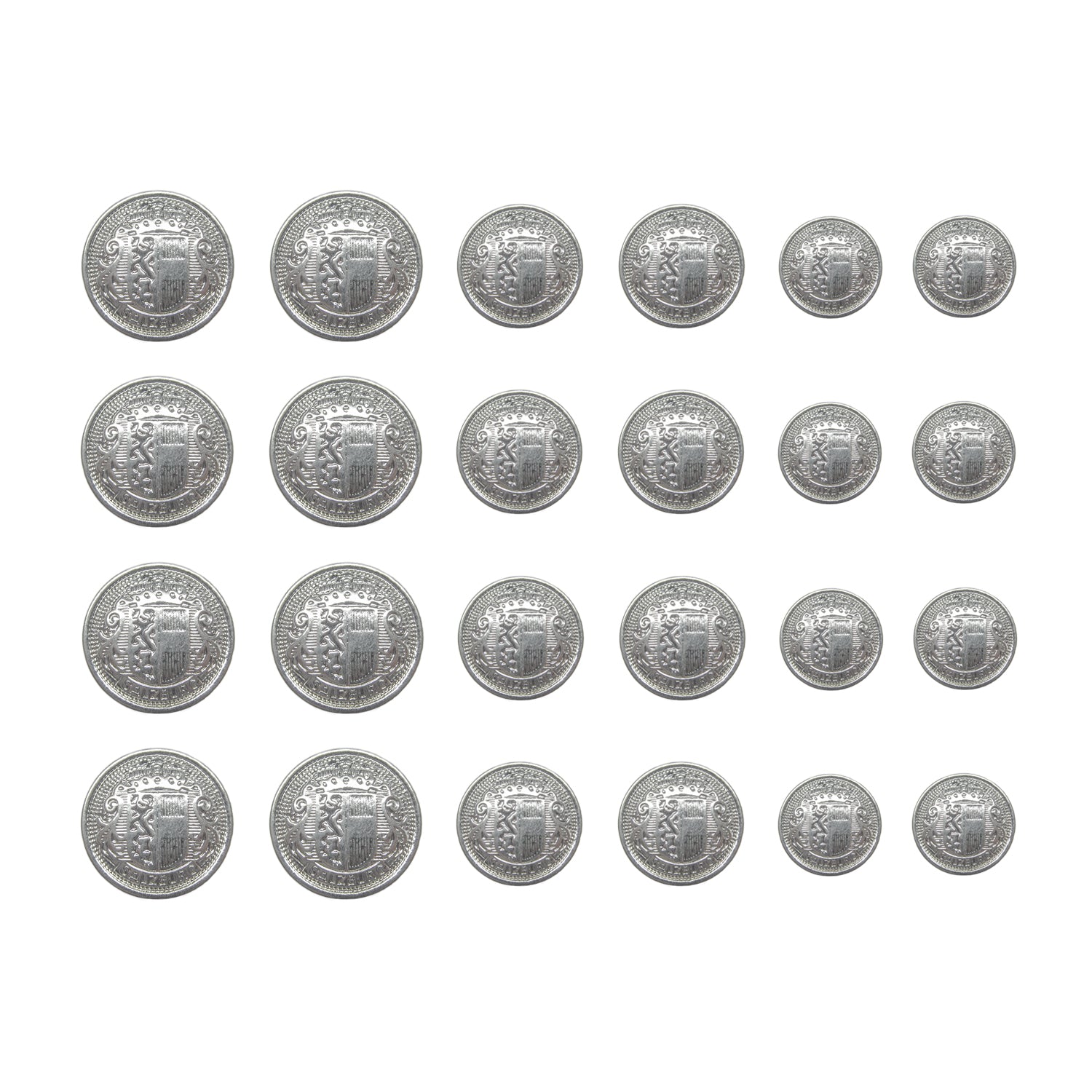 Twenty Salzburg Crest Design Metal Blazer Buttons, arranged neatly in four rows, are displayed on a white background.