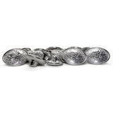 A set of Salzburg Crest Design Metal Blazer Buttons with embossed detailing, ideal as blazer replacements, displayed on a white background.