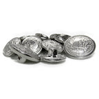 A set of Salzburg Crest Design Metal Blazer Buttons with embossed decorative details, ideal for replacing blazer buttons, displayed on a white surface.