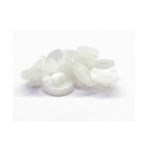 A small pile of Flat Bridal Trim and Bustle Buttons, white and round, scattered on a white surface.