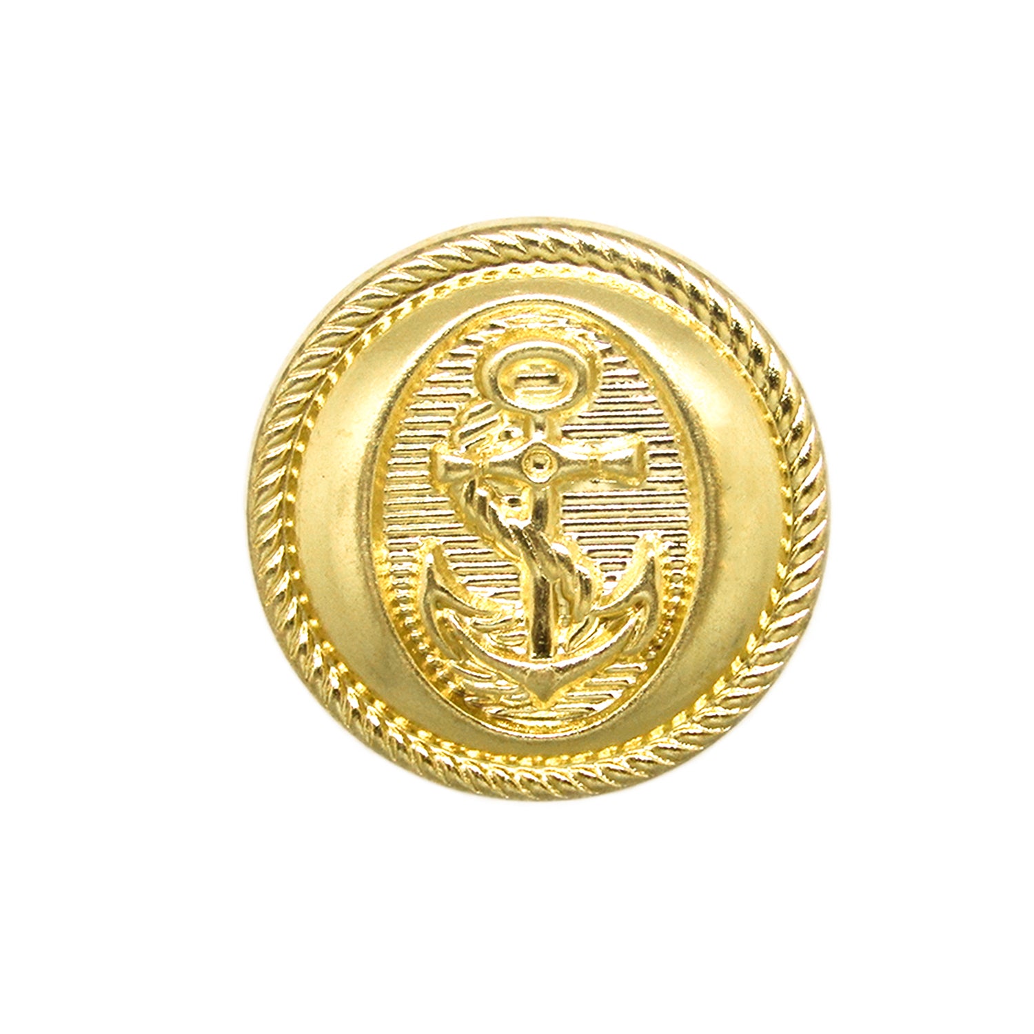 Anchor Sailor Design Metal Blazer Buttons feature an embossed anchor and textured rope-like border, offering a classic nautical style—ideal for anyone seeking elegant metal buttons for blazers.