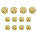 The Anchor Sailor Design Metal Blazer Buttons set includes twelve gold buttons with an anchor motif, arranged in three rows on a white background—perfect for giving any jacket a stylish nautical flair.