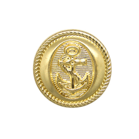 Anchor Sailor Design Metal Blazer Buttons feature an embossed anchor and textured border, ideal for those seeking elegant gold buttons to enhance any jacket with a classic nautical touch.