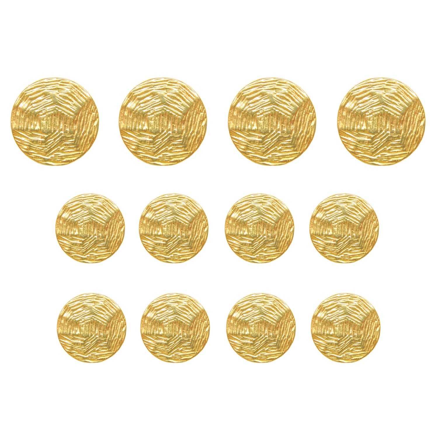 Eleven Designer Blazer Buttons displayed in rows on a white background.