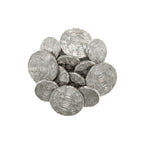 A set of round, textured Designer Blazer Buttons arranged in a circle on a white background, ideal for replacing blazer buttons.