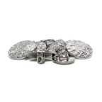Designer Blazer Buttons in a silver-tone finish feature textured, leaf-like patterns and are stacked on a white background.
