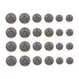 Twenty-five Lion Crest Design Metal Blazer Buttons, arranged in a 5x5 grid on a white background—ideal for replacing blazer buttons to achieve a sharp, classic style.