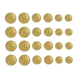 A set of 24 Lion Crest Design Metal Blazer Buttons, arranged in a 4x6 grid on a white background, ideal as replacement buttons for blazers.