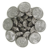 A loose cluster of Lion Crest Design Metal Blazer Buttons with shiny silver finish and engraved lion crests, displayed on a white background—perfect for replacing blazer buttons.