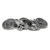 Lion Crest Design Metal Blazer Buttons, shown in a scattered pile on a white background, are perfect as replacement blazer buttons for a classic, distinguished style.