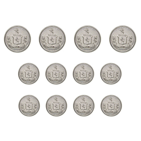 Twelve identical Lion Crest Design Metal Blazer Buttons, displayed in three rows on a white background.