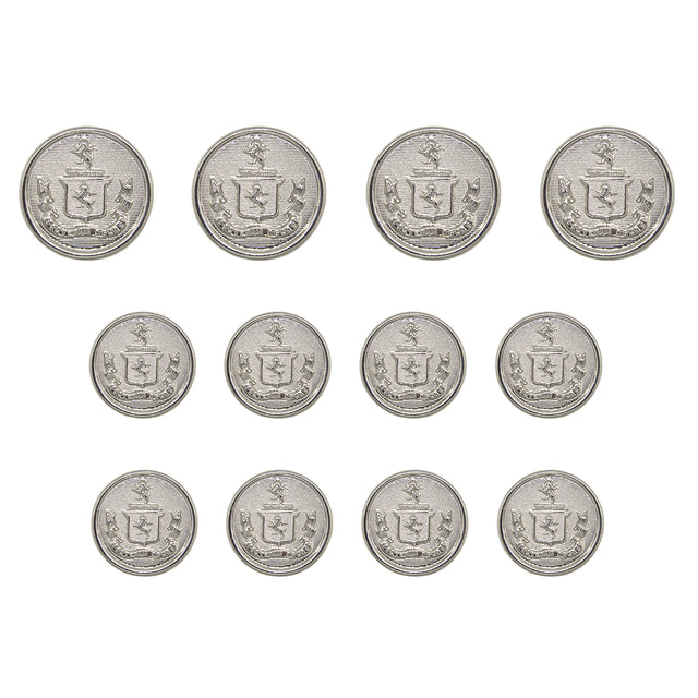 Twelve identical Lion Crest Design Metal Blazer Buttons, displayed in three rows on a white background.