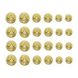 Twenty-four Crown Design Metal Blazer Buttons are arranged in a grid on a white background, ideal as replacement buttons for blazers.