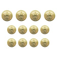 Twelve Crown Design Metal Blazer Buttons, ideal for replacing blazer buttons, are displayed in three rows on a white background.