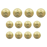 Twelve Crown Design Metal Blazer Buttons, ideal for replacing blazer buttons, are displayed in three rows on a white background.