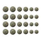 Twenty Coat of Arms Design Metal Blazer Buttons in antique gold, arranged in four equal-sized rows—ideal for giving your uniform or coat a distinguished look.