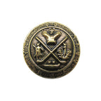 Coat of Arms Design Metal Blazer Buttons feature brass construction with crossed swords, eagle, anchor, and cannon symbols in relief—ideal for adding a classic touch to uniforms or coats.