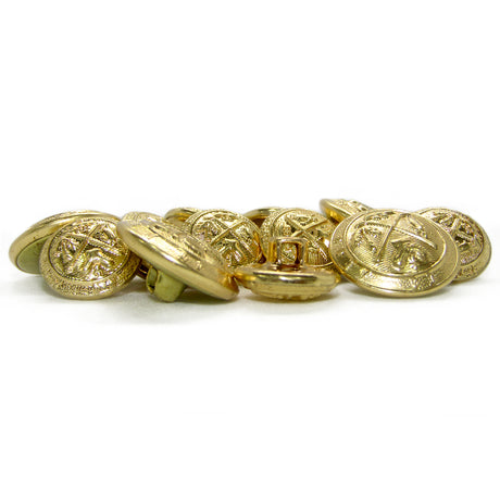 Coat of Arms Design Metal Blazer Buttons—antique gold buttons with classic emblems, ideal for upgrading any blazer.