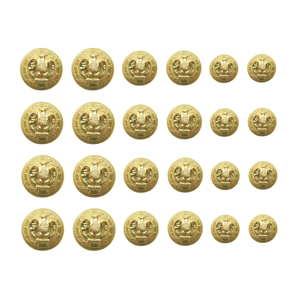 Twenty American Eagle Military Design Metal Blazer Buttons with an embossed crest and eagle pattern are arranged in a grid on a white background.