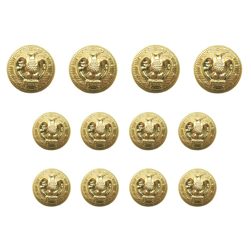 Twelve American Eagle Military Design Metal Blazer Buttons with embossed eagle motifs are arranged in three rows on a white background.