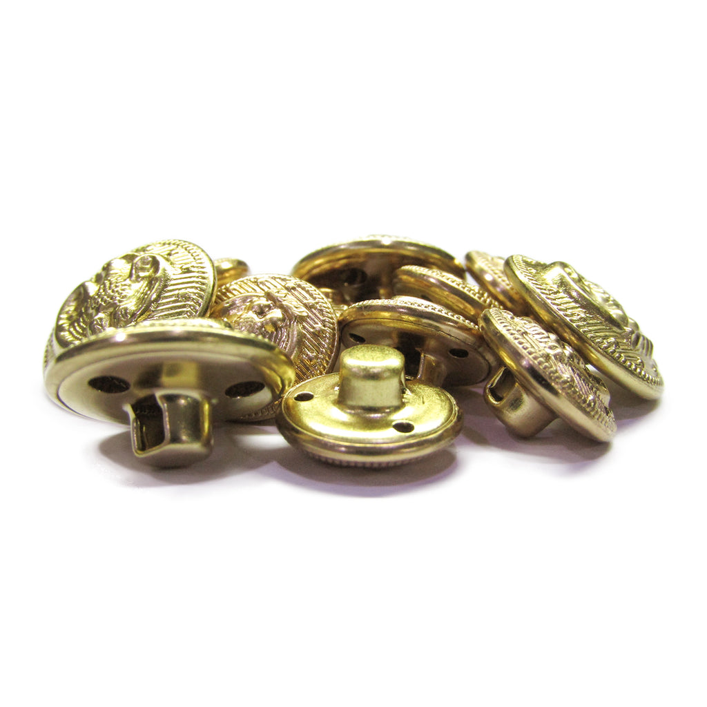 A set of American Eagle Military Design Metal Blazer Buttons, featuring embossed eagle designs, arranged on a white background.