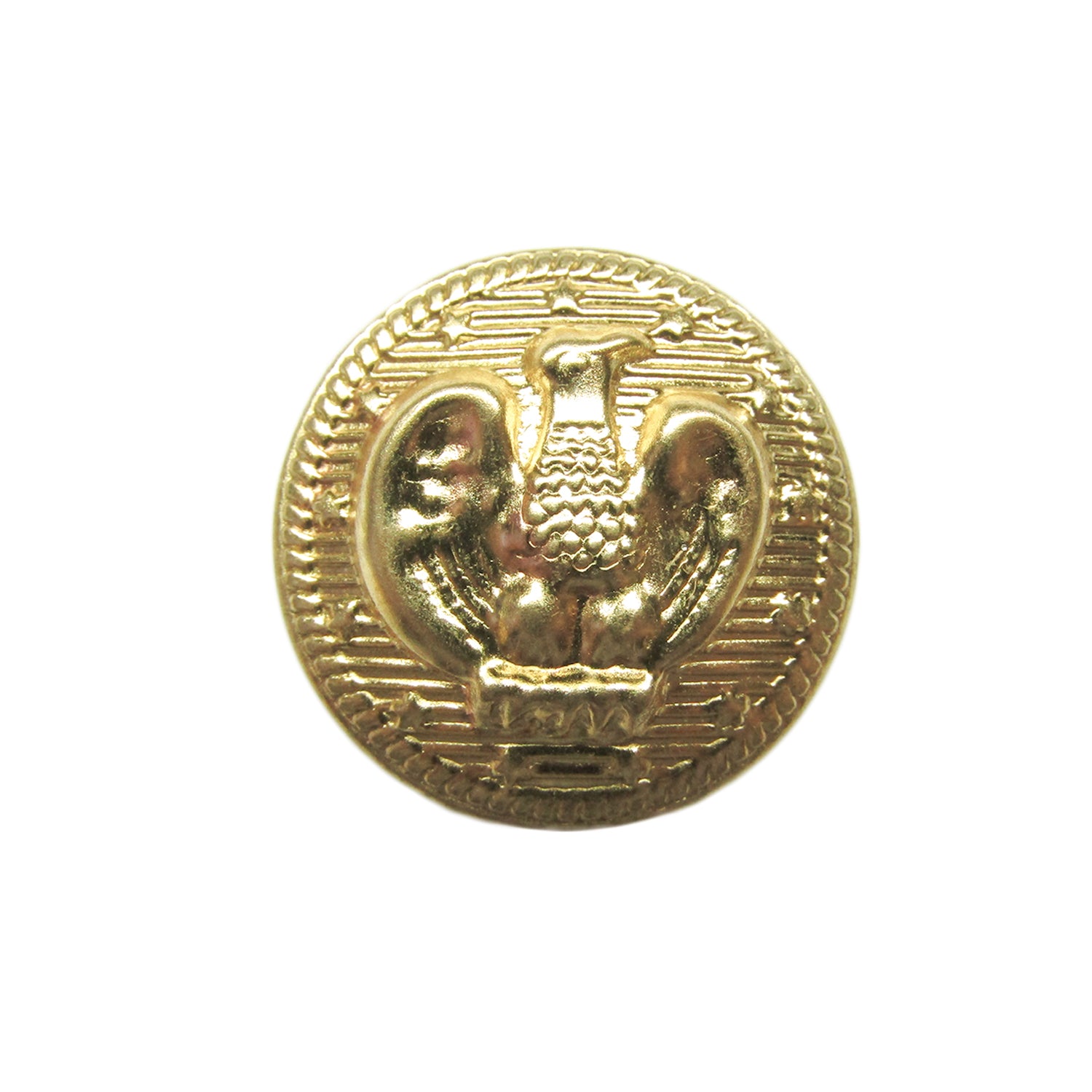 The American Eagle Military Design Metal Blazer Button features an embossed eagle with outstretched wings on a textured gold background—a timeless, classic choice for blazers.