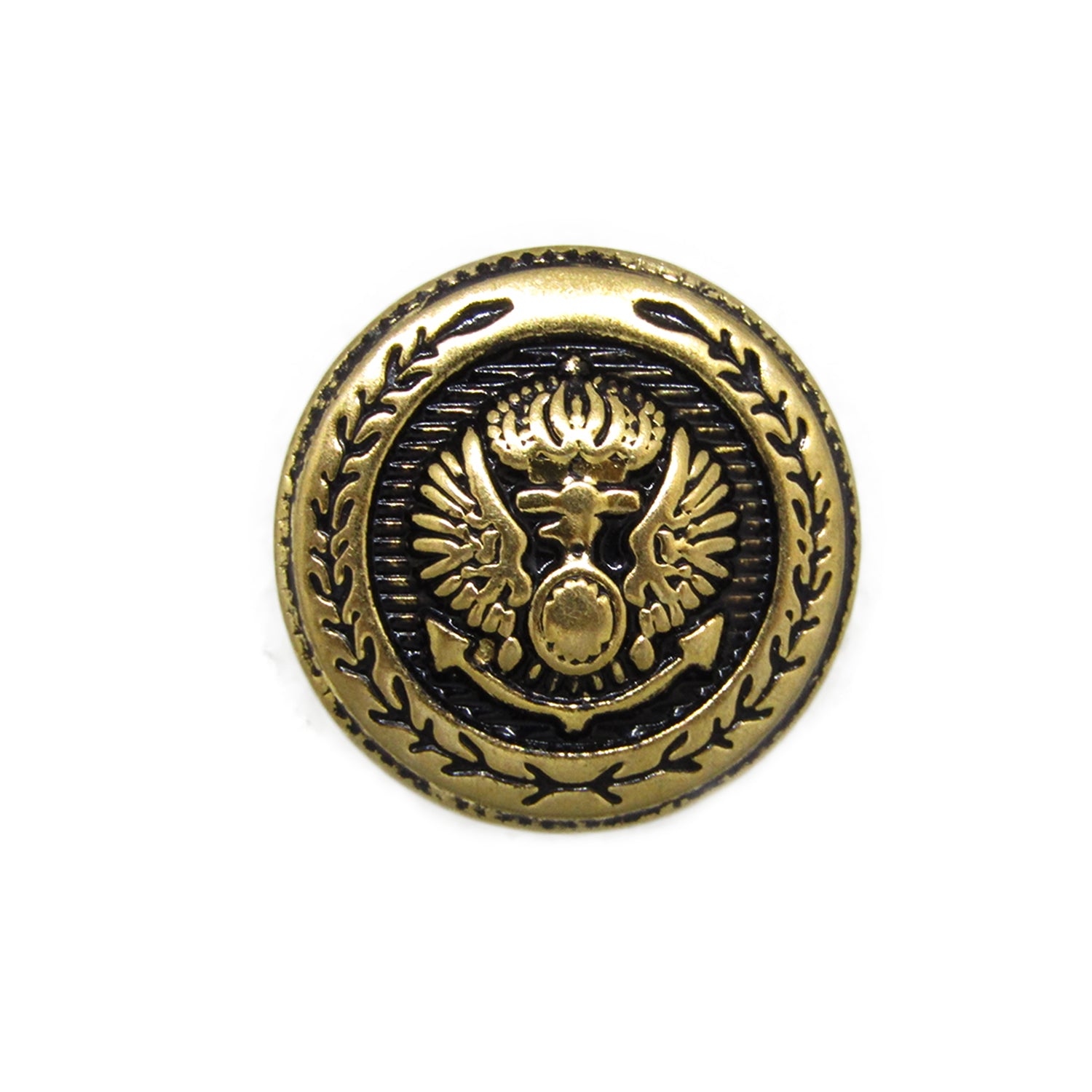 The Presidential Design Metal Blazer Button features a gold, military-style look with an eagle emblem and laurel wreath, viewed from above on a white background—ideal for adding distinction to uniforms or formal blazers.
